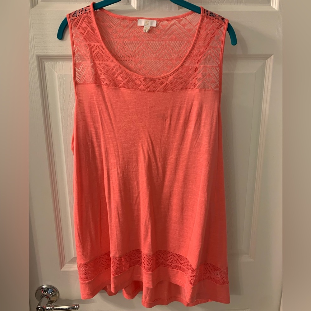 Charming Charlie Coral Tank Lace Size XL